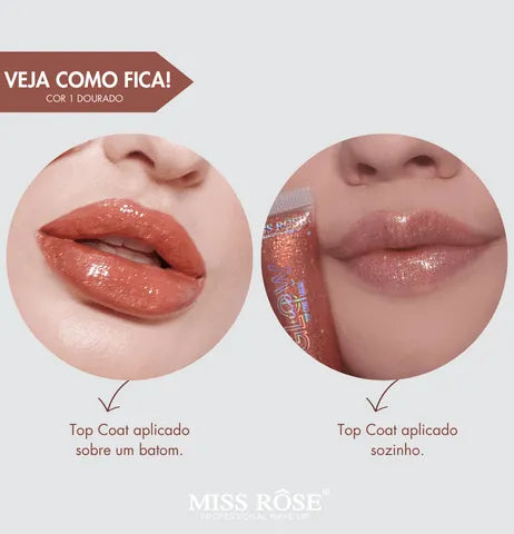 Top Coat Labial Glow Up cor 01 Dourado Miss Rôse. - Miss Rôse Brasil