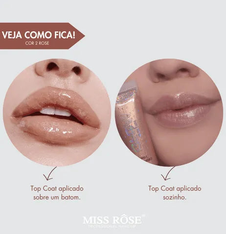 Top Coat Labial Glow Up cor 02 Rose - Miss Rôse - Miss Rôse Brasil