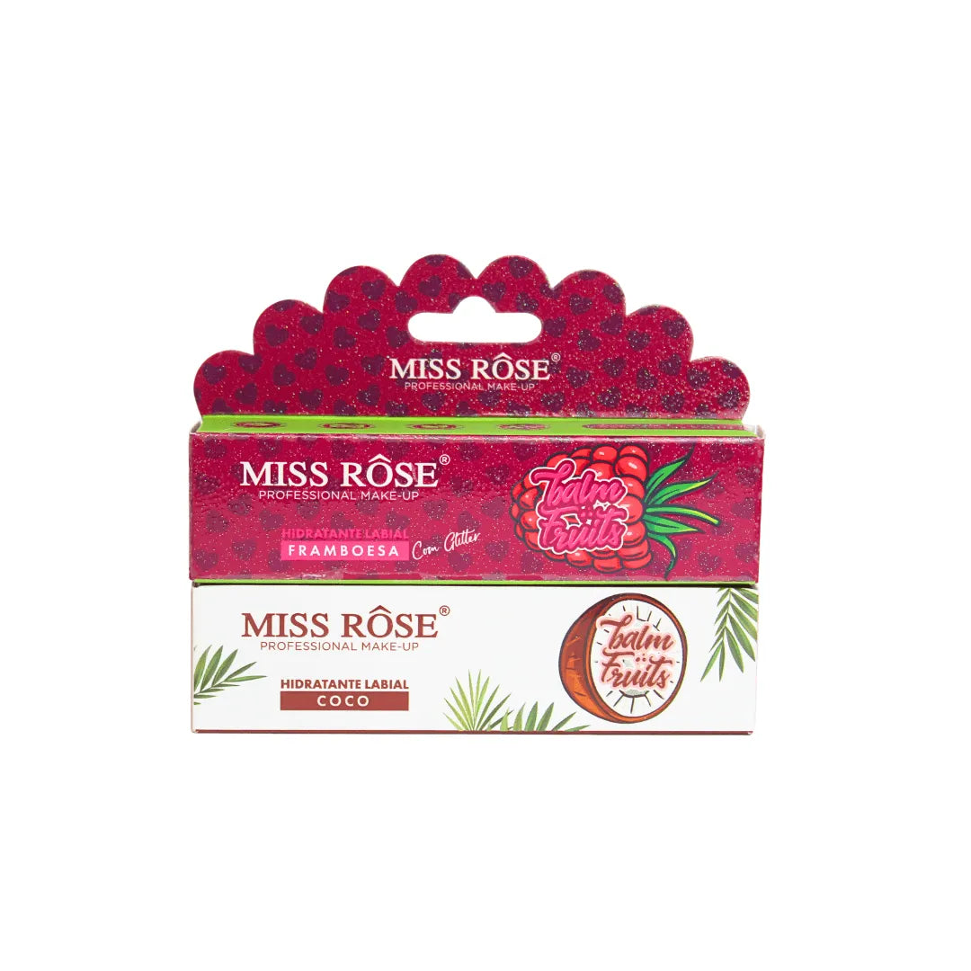 Kit Hidratante Labial Balm Fruits sabores Coco e Framboesa - Miss Rôse - Miss Rôse Brasil